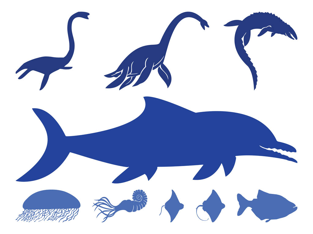 Sea Animals Silhouettes Pack Vector Art & Graphics 