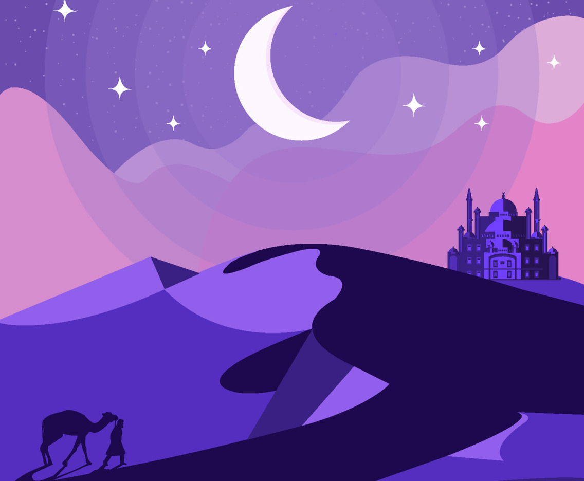 Night Journey of Isra Mi'raj Night Scene Background
