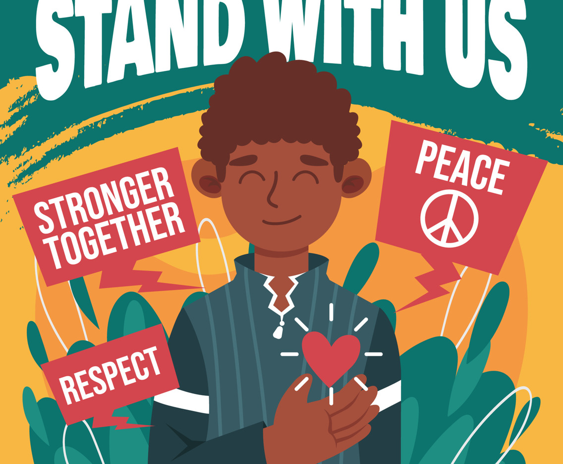 Stop Hating with Figure Holding Heart