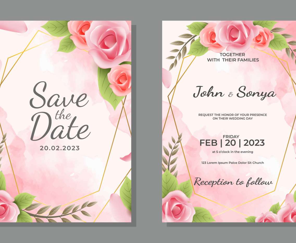 Wedding Invitation Template with Luxury Flower