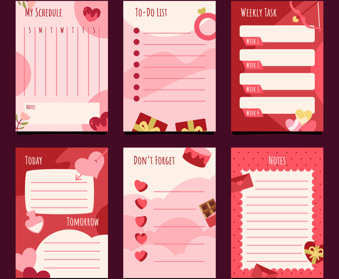Valentine journal template set