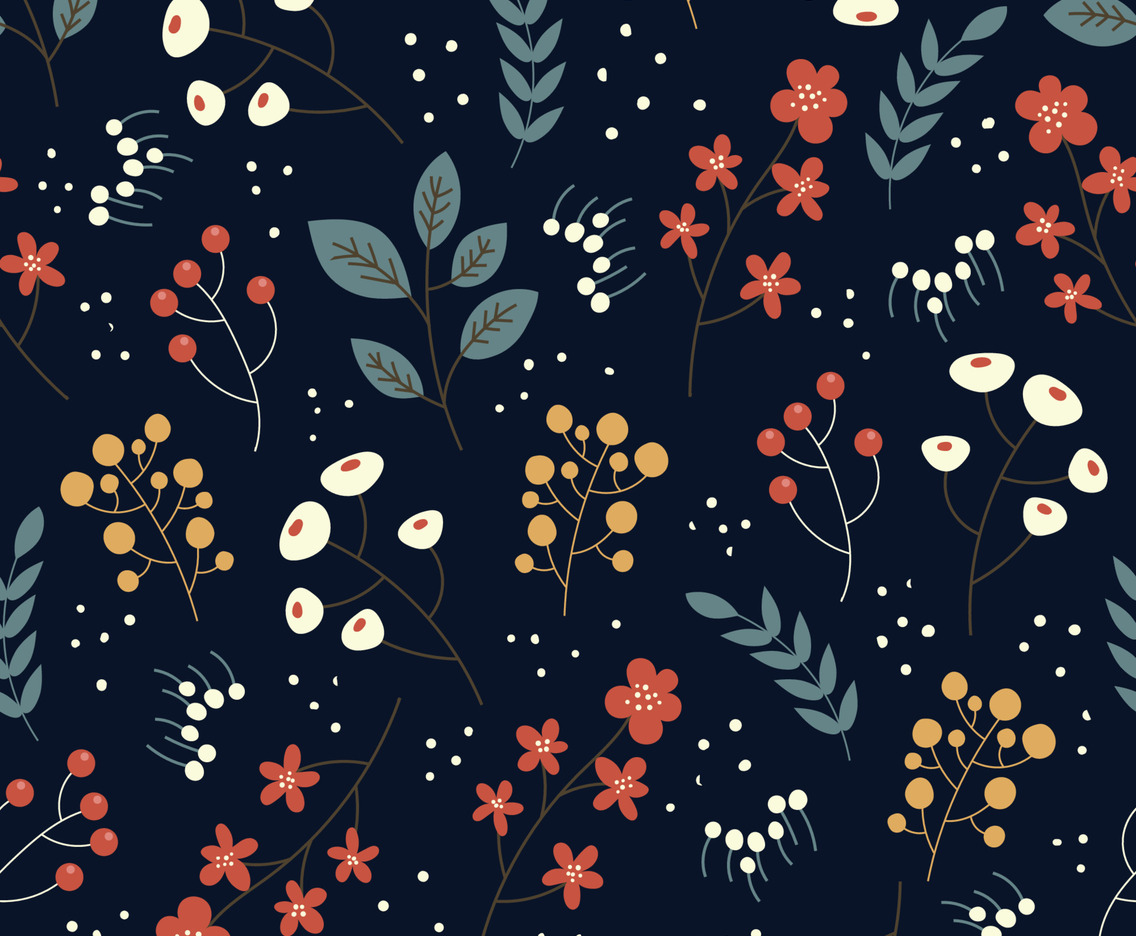 Hand drawn Colourfull Floral Seamless Pattern Background