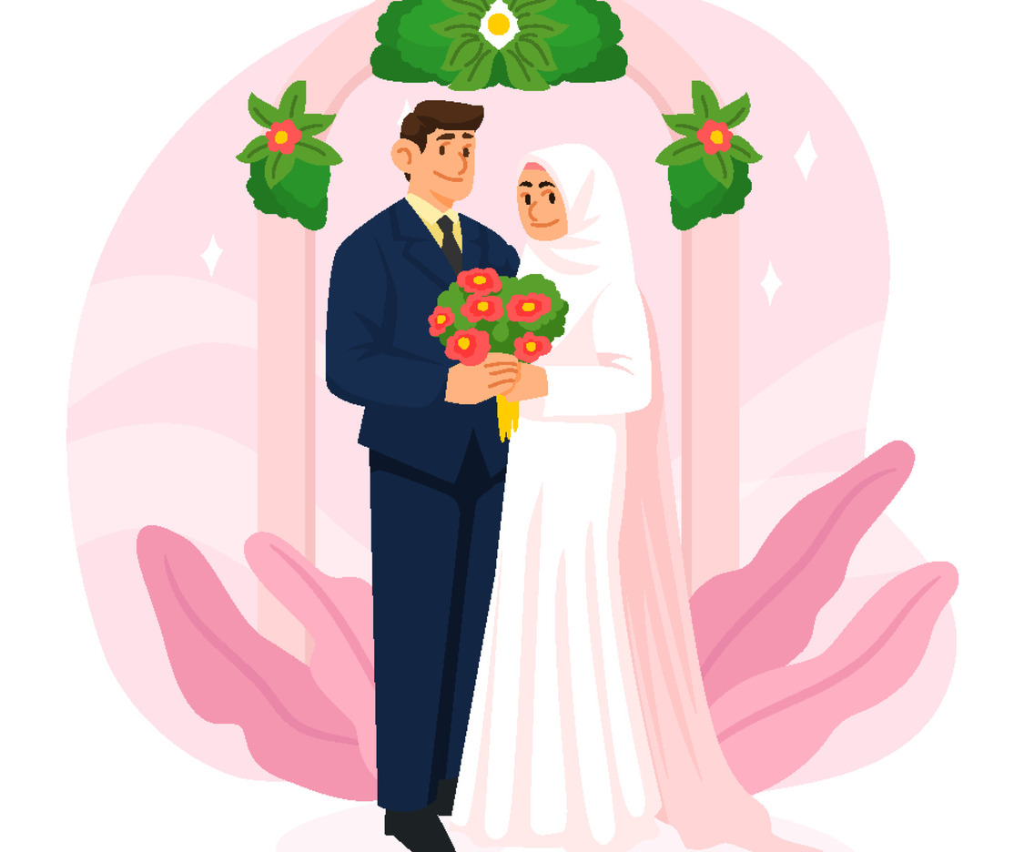 Couple Celebrate Their Marriage - Bride and Groom Concept