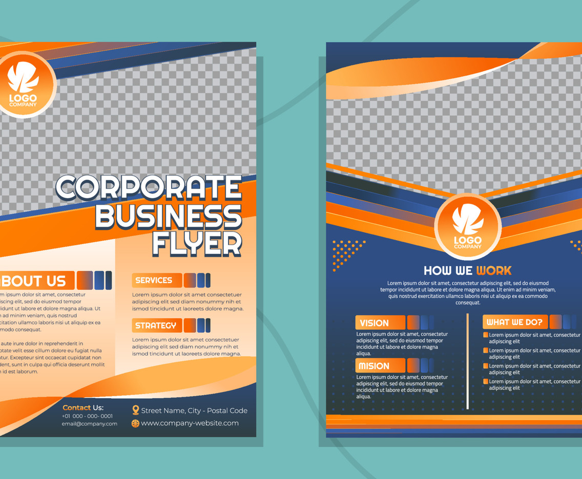 Corporate Flyer in Gradient Orange and Blue