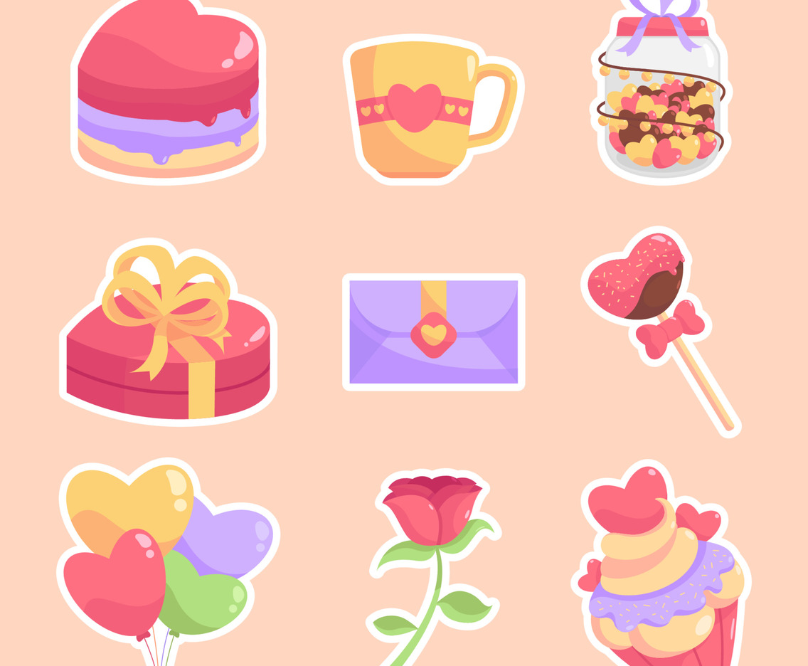 Valentine's Day Sticker Collection Set