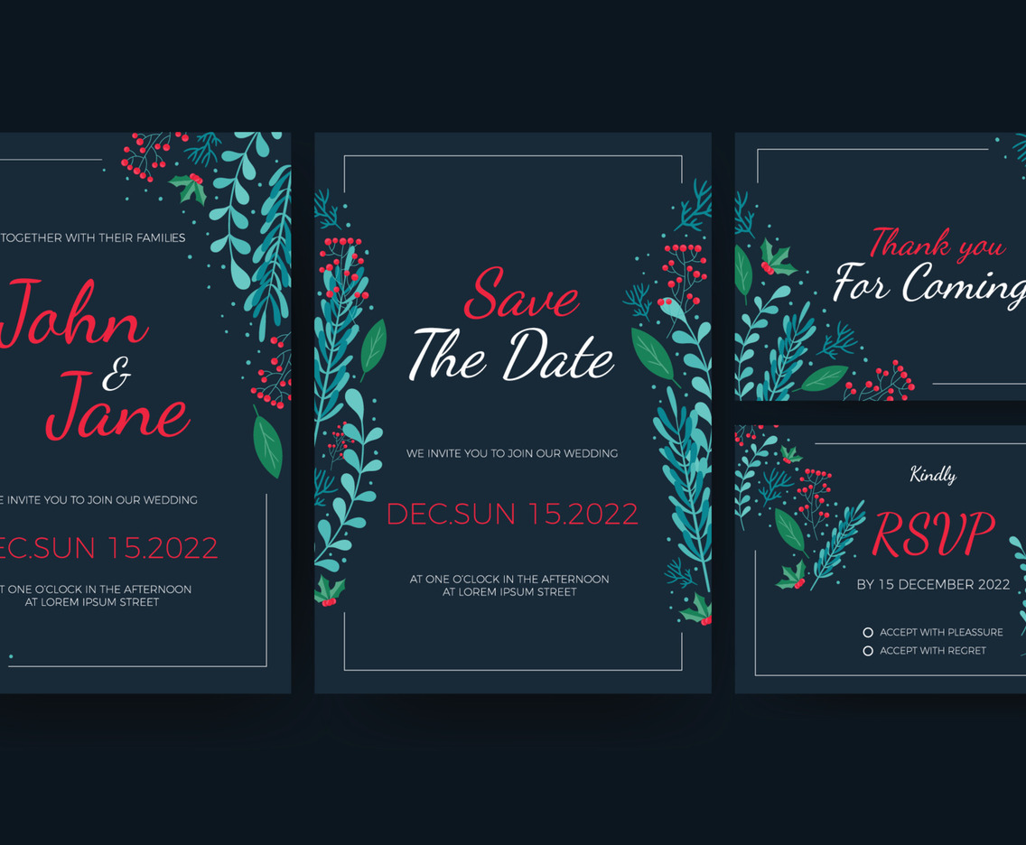 Modern Casual Wedding Invitation Template with Floral Theme