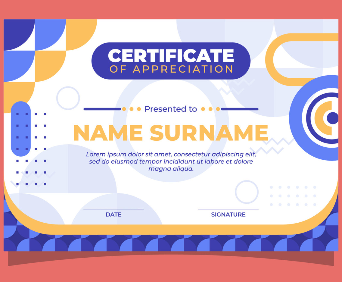 Modern Flat Certificate with Geometric Shapes