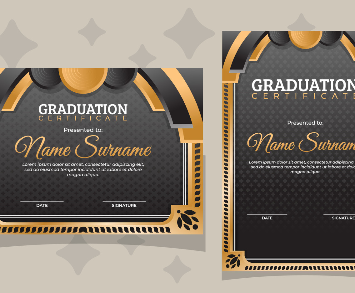Certificate with Gradient Black and Gold
