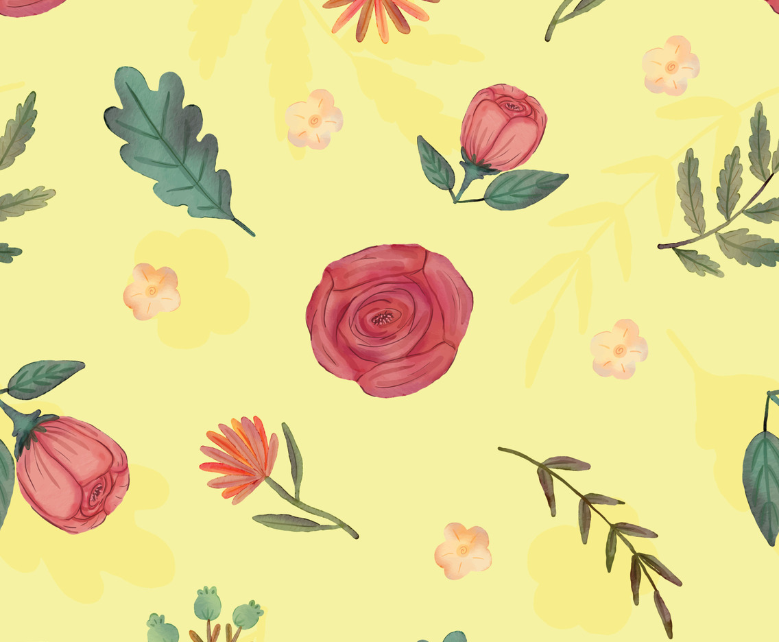 Watercolored Blooming Floral Seamless Pattern