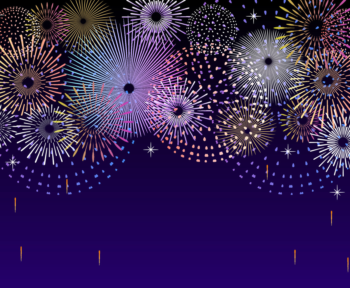Flat Colored Firework Background