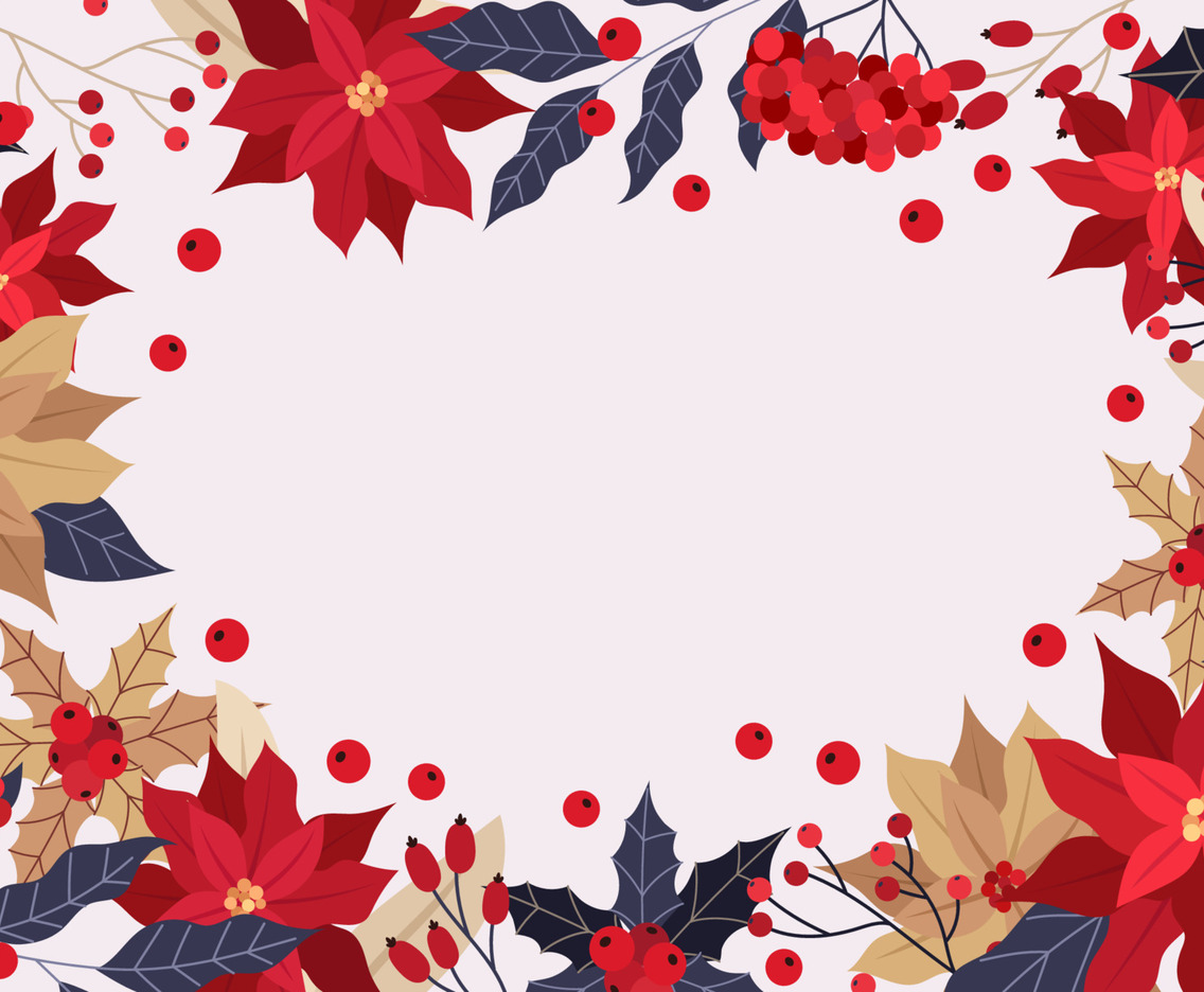 Vintage Christmas Background With Poinsettia