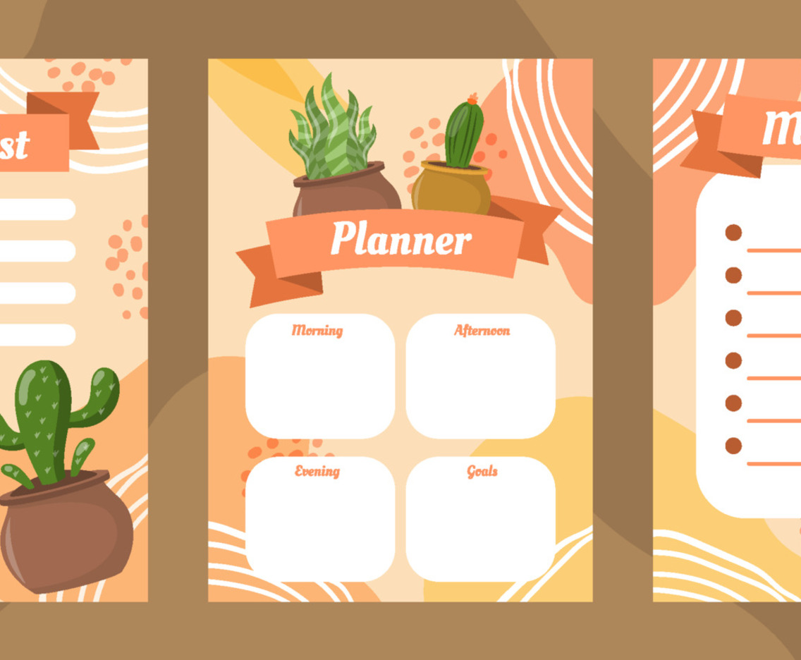 Flat Journal Template Cactus Succulent Table