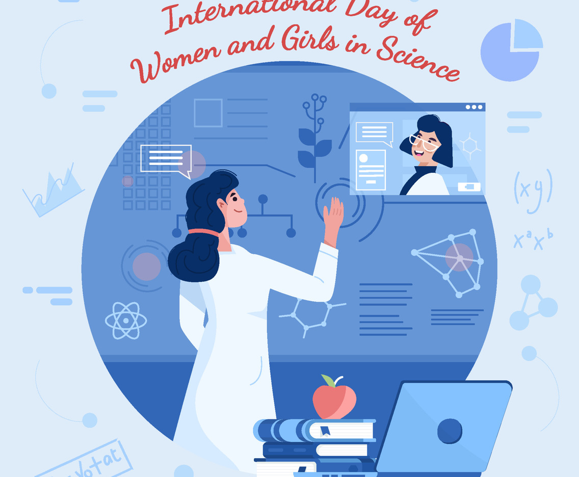 Woman Scientist With Her Touch Screen Display Concept