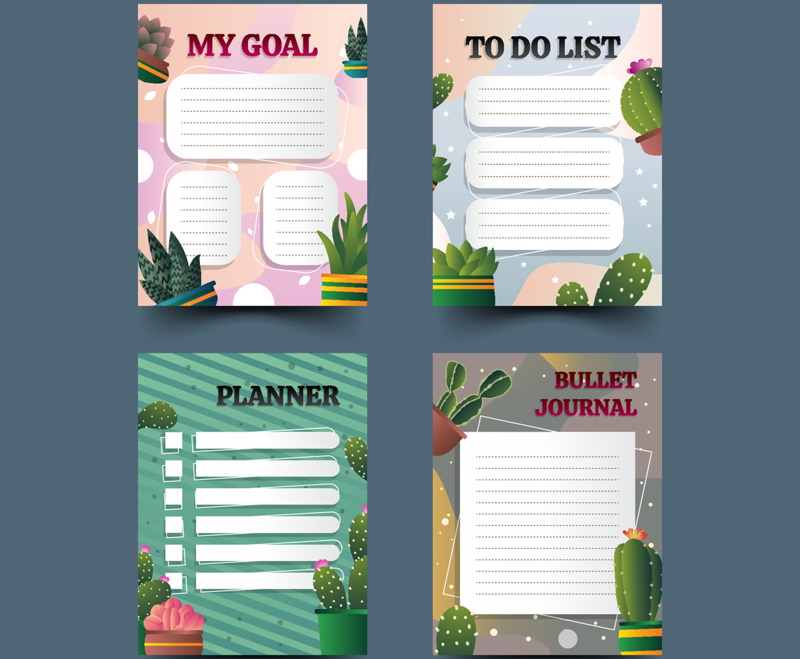 Journal Template with Succulents Concept