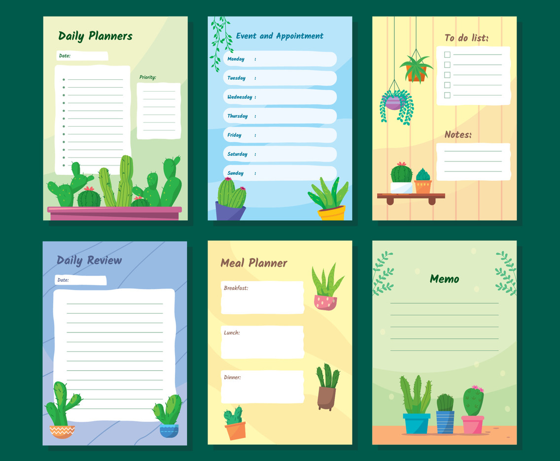 Green Cactus Succulents Table Pages
