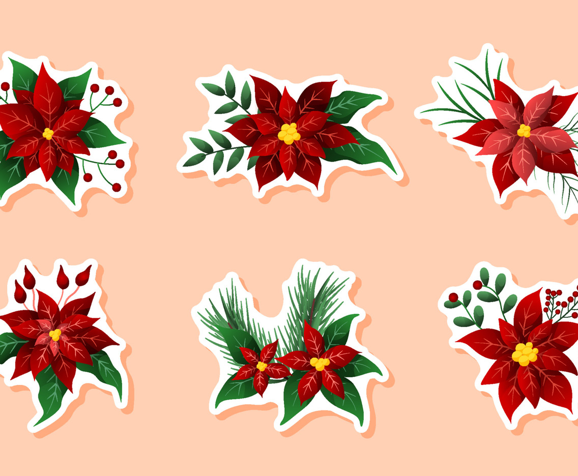 Journal Templates Poinsettias Sticker Set
