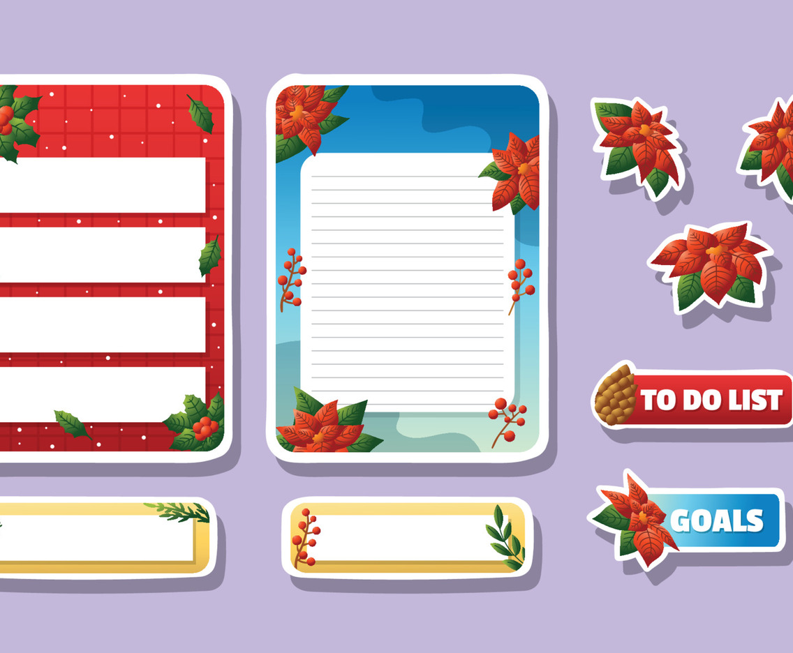 Poinsettias Themed Journaling Sticker