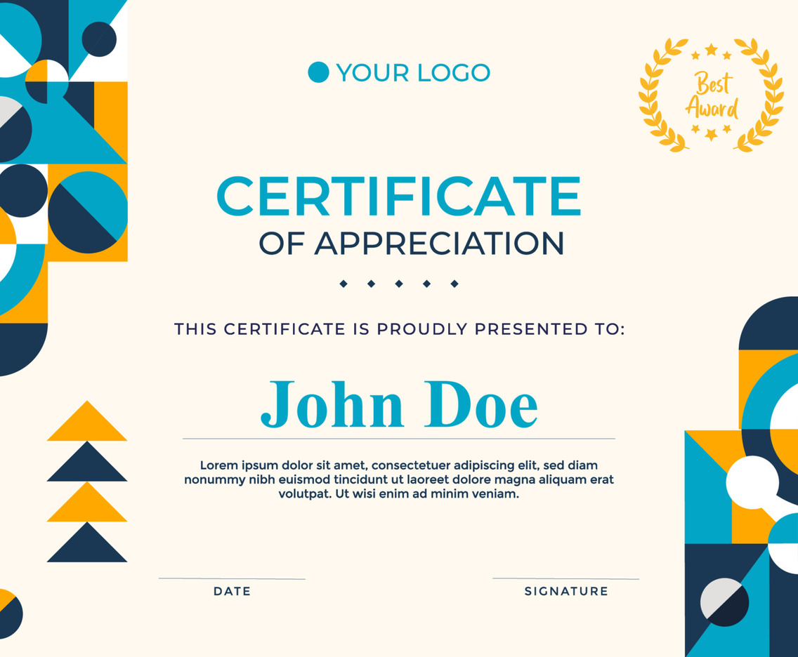 Flat Design Geometric Certificate Concept