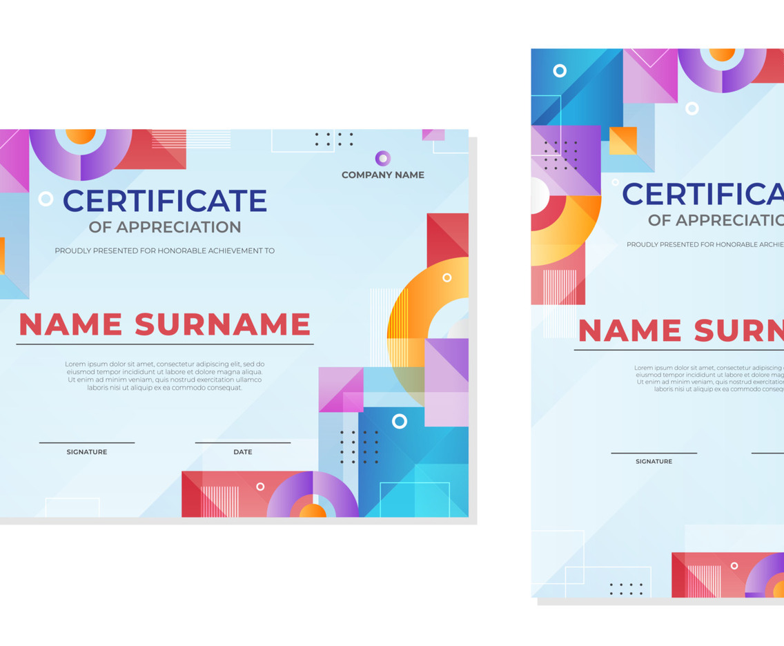 Set of Gradient Modern Certificate