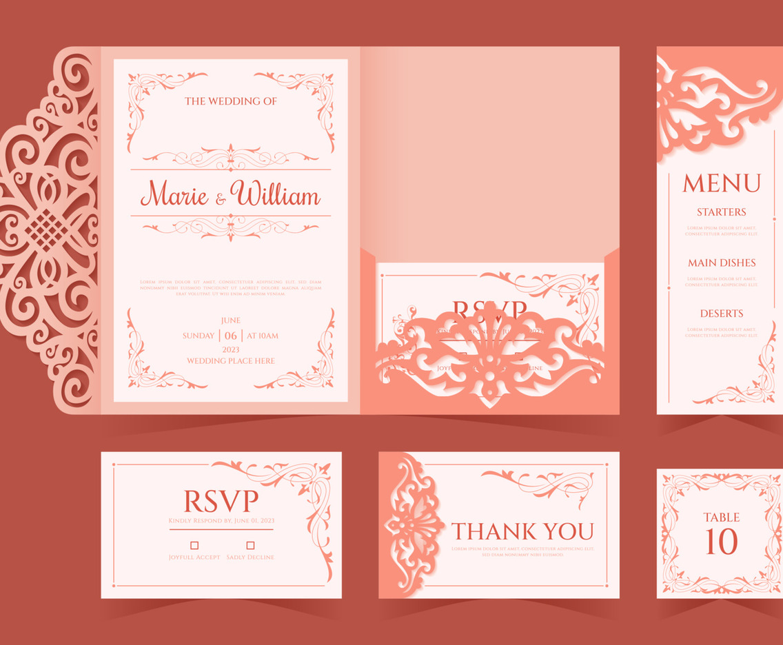 Laser Cuts Wedding Invitation Template