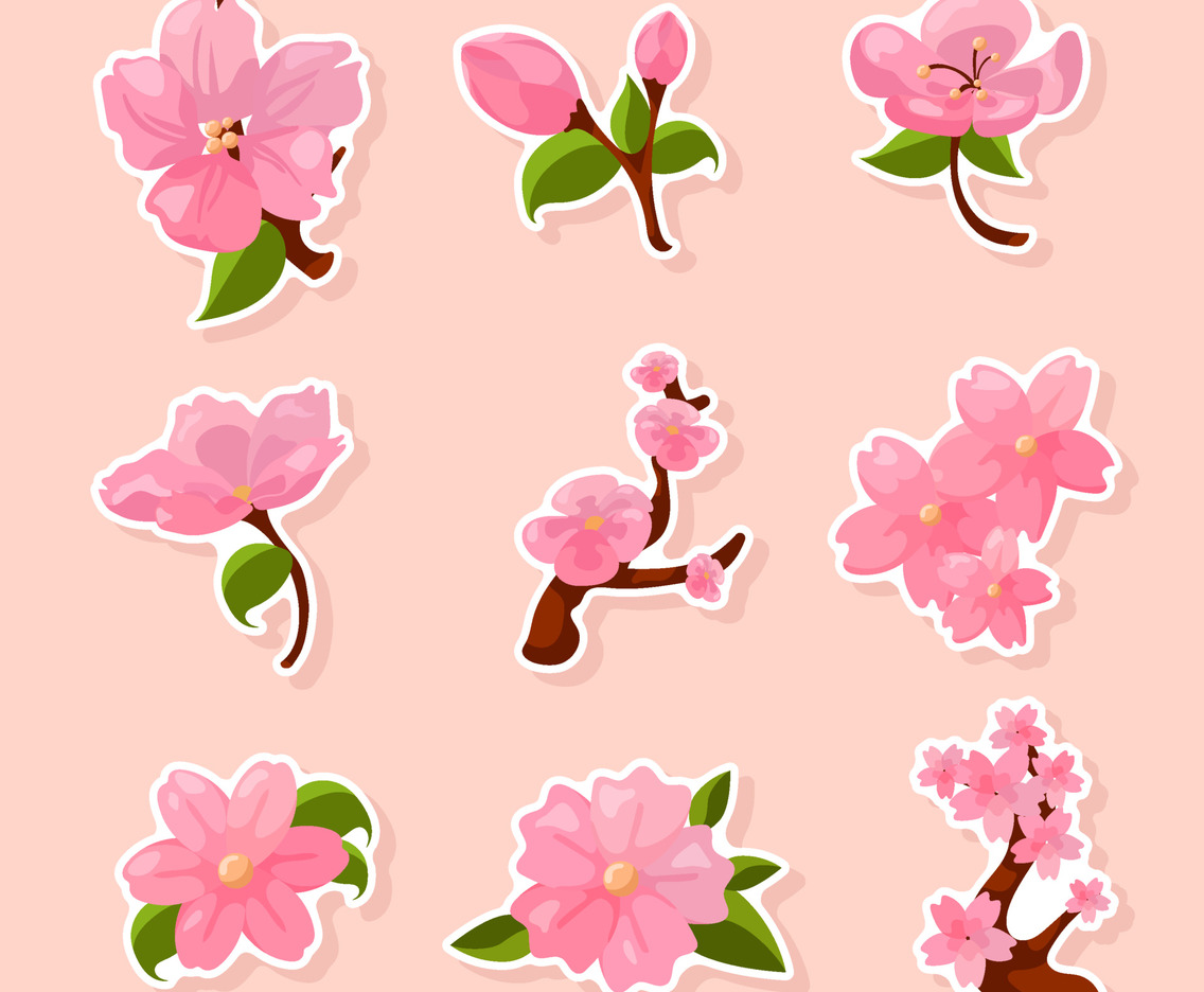 Peach Blossom Sticker Journal Templates