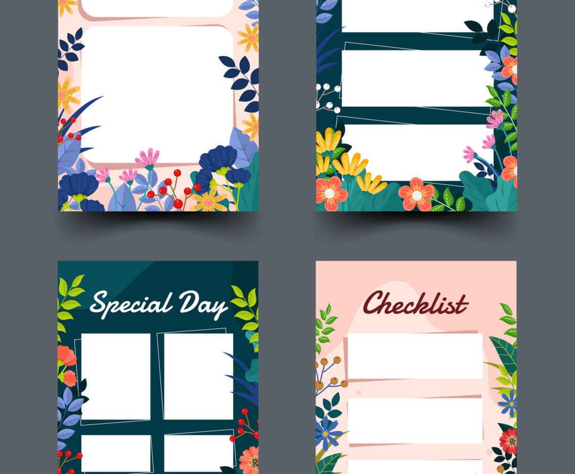 Journal Template with Flowers Spring