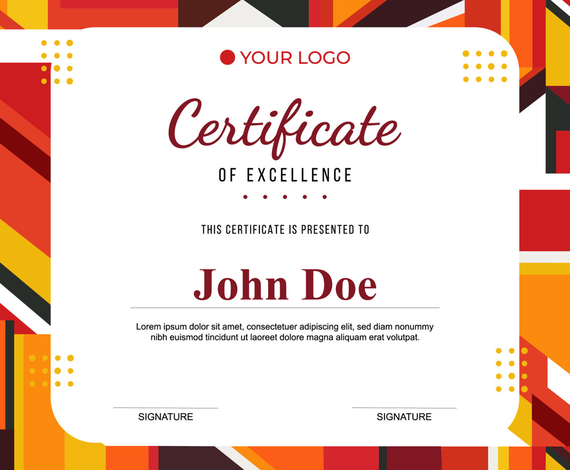Modern Red Orange Geometric Certificate Template