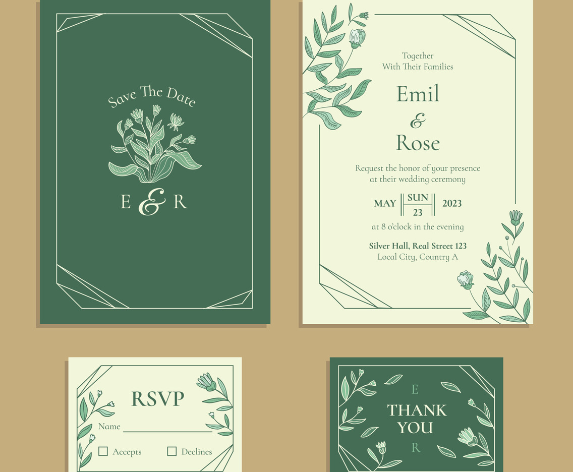 Wedding Invitation Modern Casual Design Template