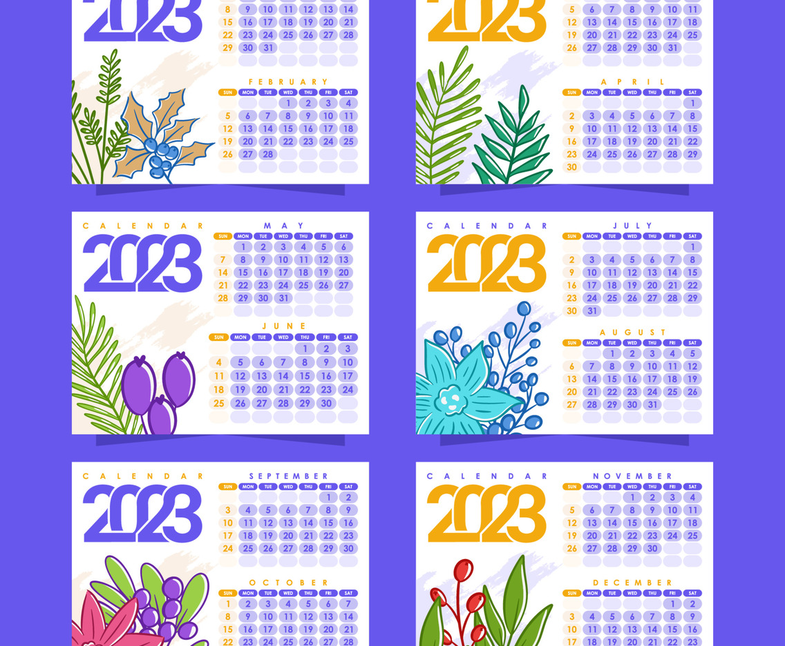 Floral Themed 2023 Calendar Template