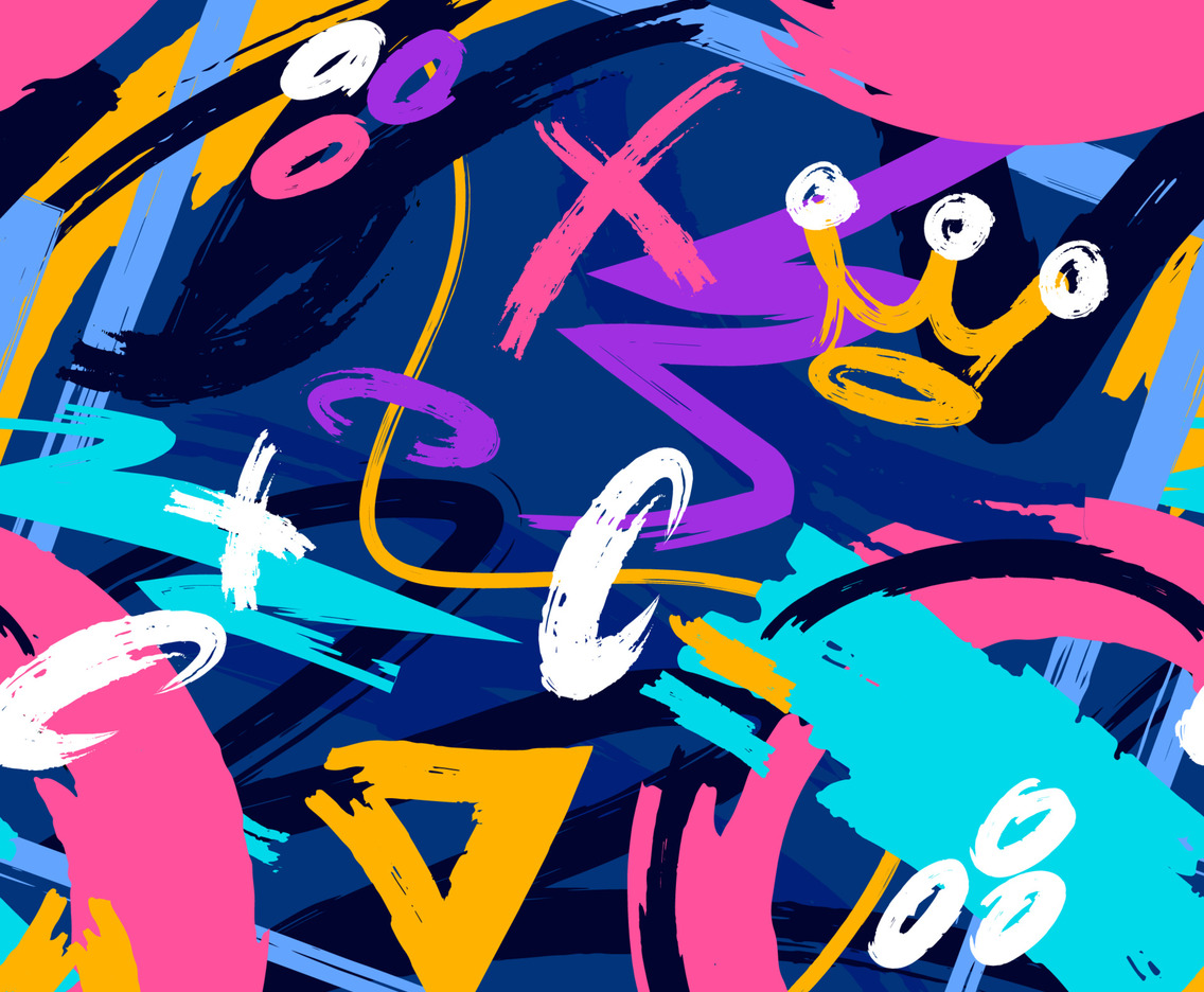 Hand Drawn Brush Stroke Seamless Pattern