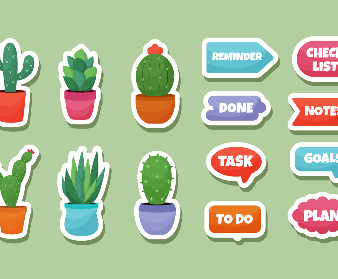 Cactus Journal Template Sticker Set