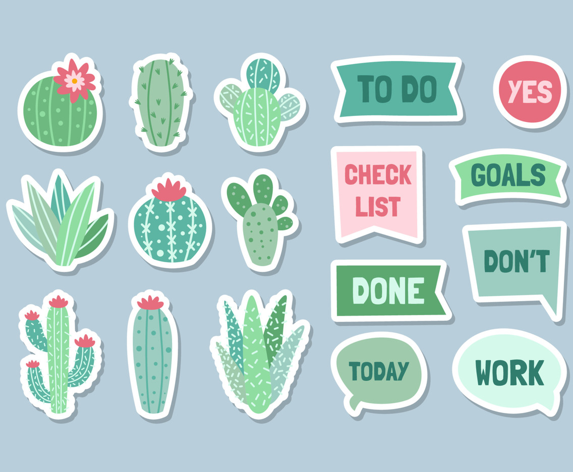 Cactus And Succulents Cute Journal Sticker Collection