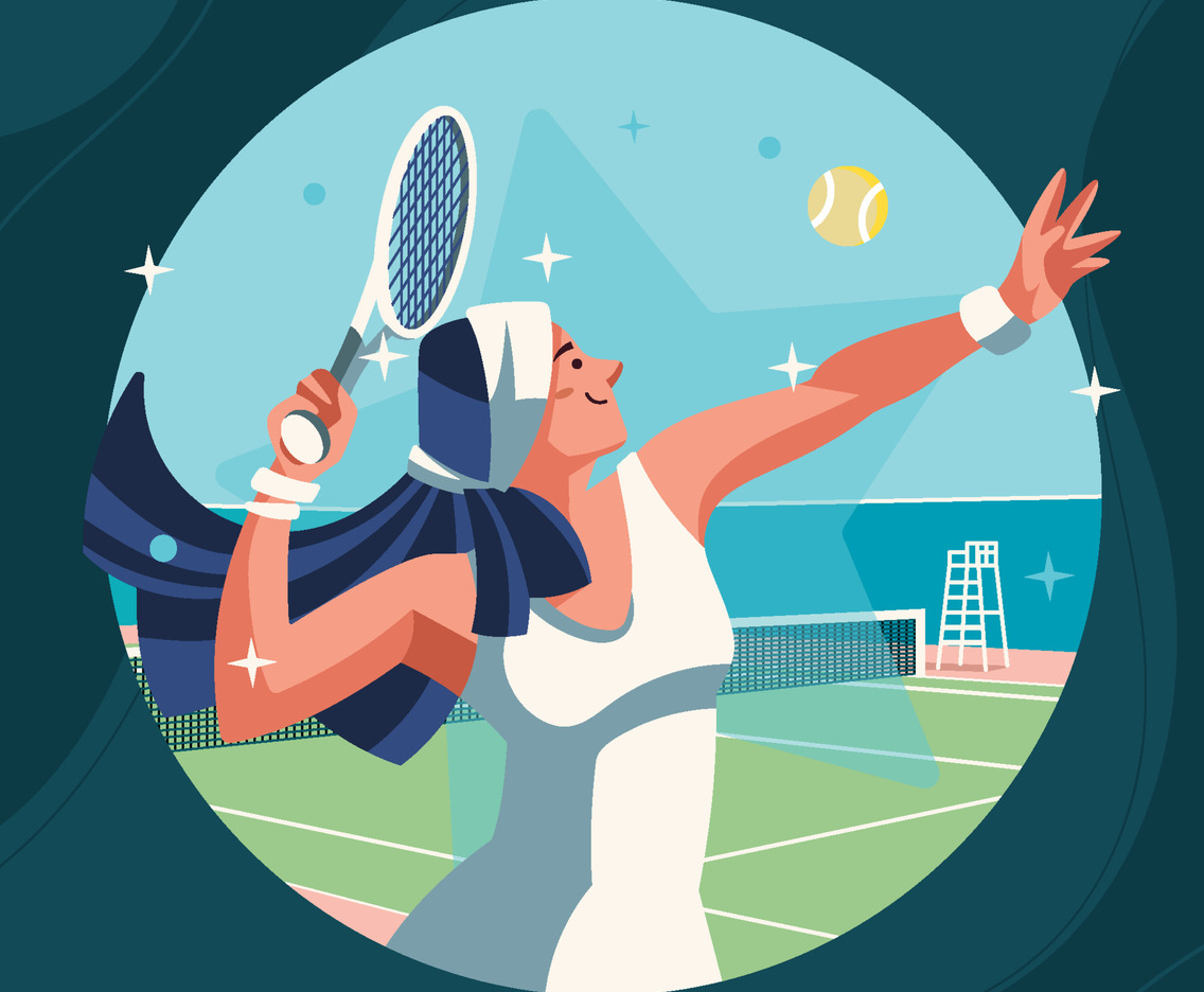Woman Athlete Playing Tennis On Court Concept