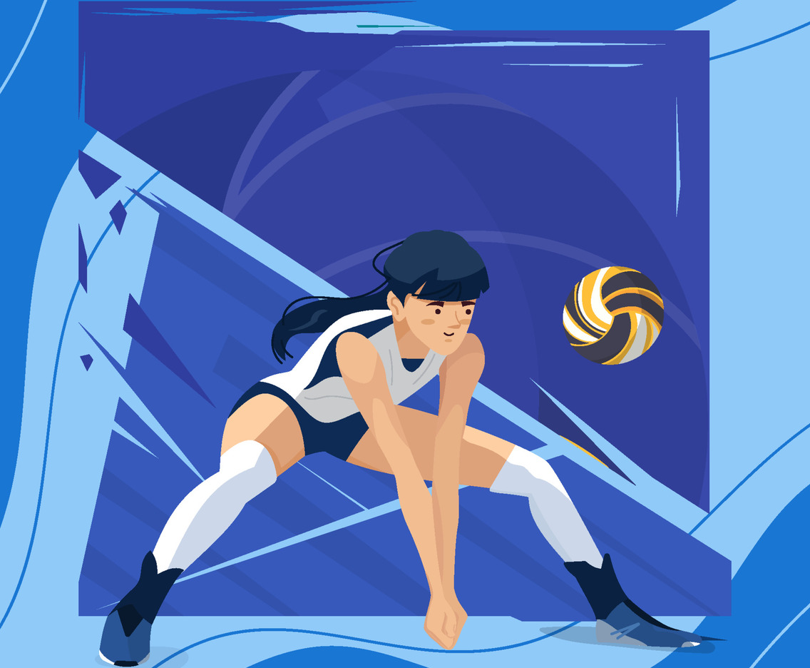 Woman Volley Player Serving The Ball Concept