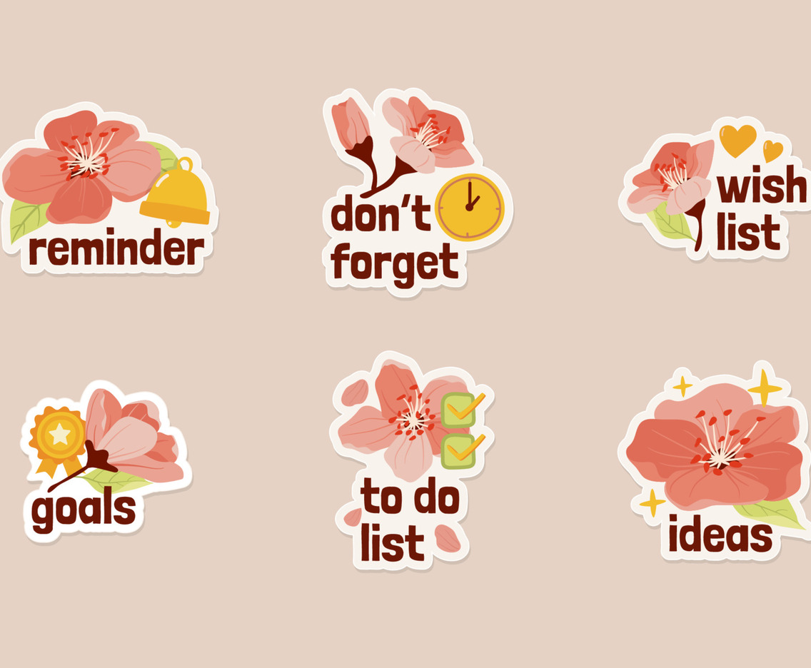Peach Blossom Journal Stickers Set