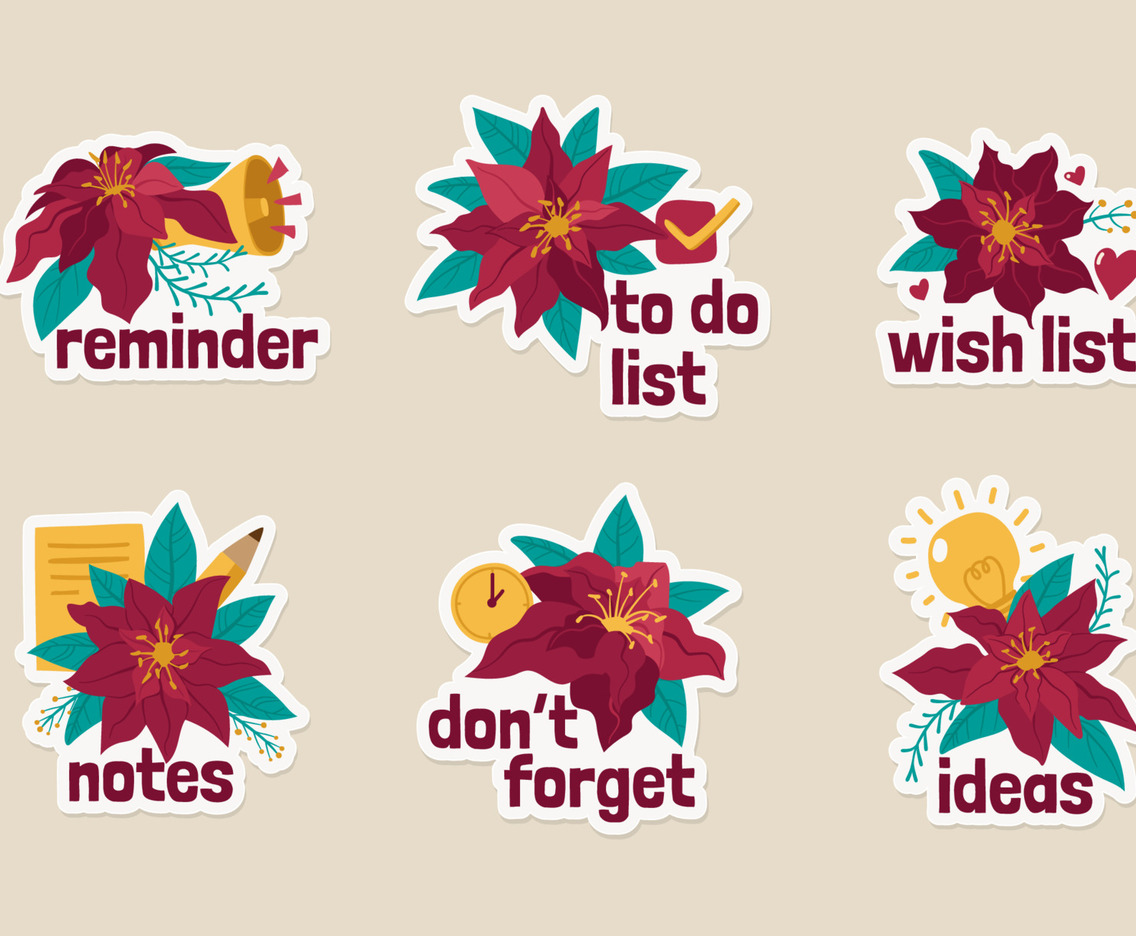 Poinsettias Journal Stickers Set