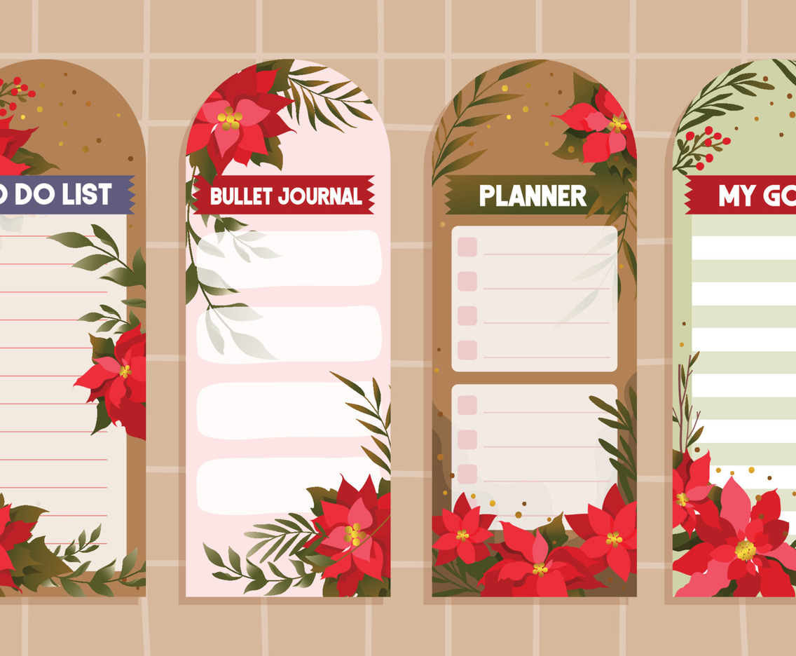Poinsettias Journal Template Sticker