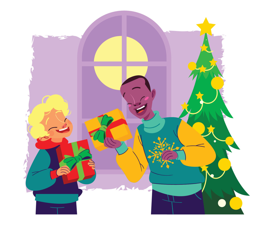 Kids Exchanging Their Christmas Gift