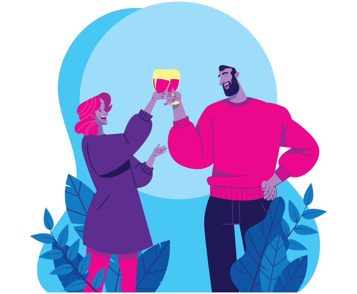Romantic Couple Toasting Wines