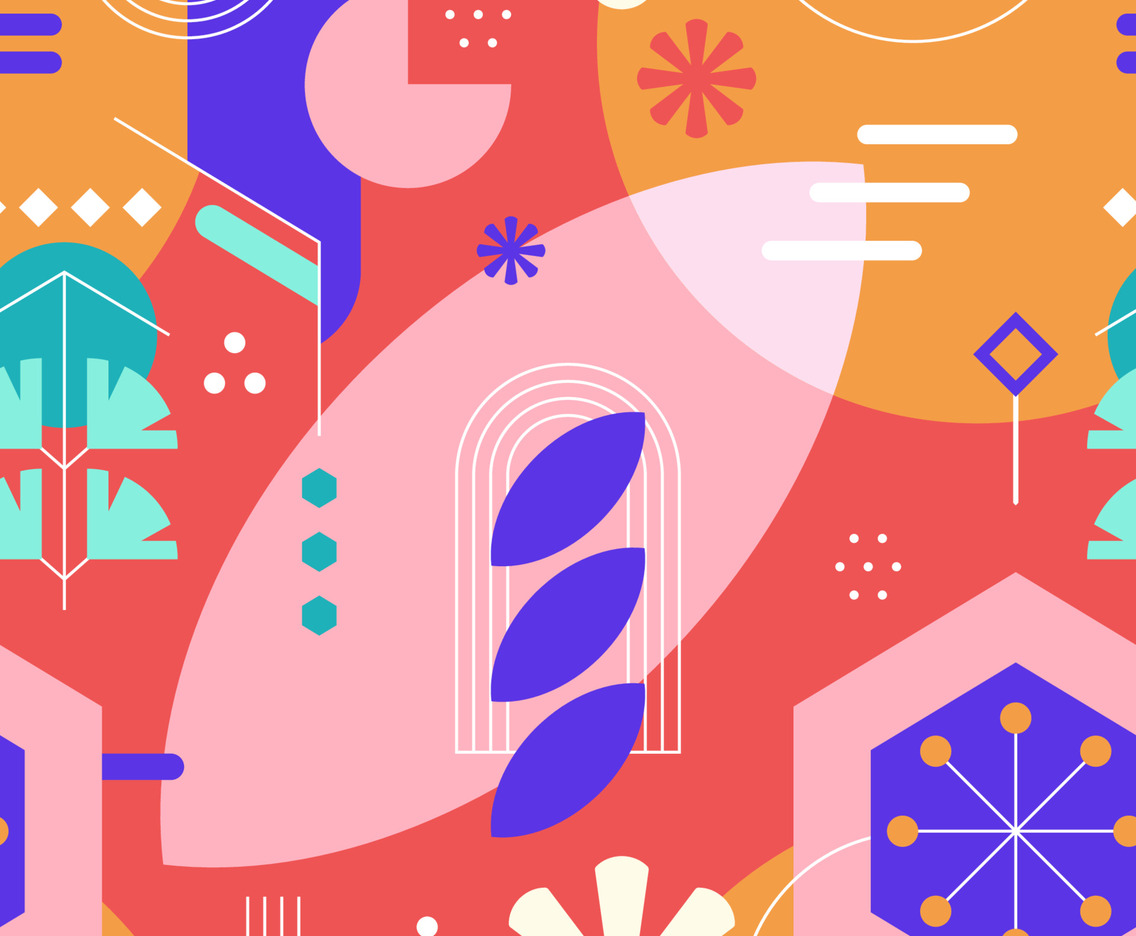 Flat geometric seamless pattern concept