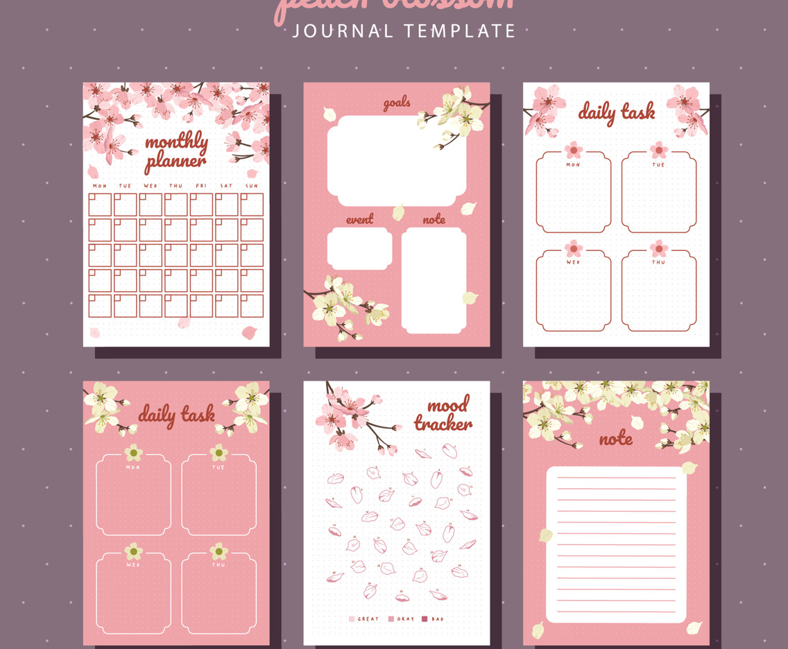 Peach Blossom Journal Template