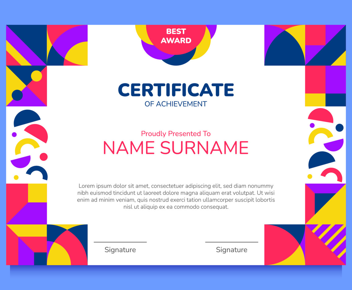 Flat Color Modern Geometric Certificate Template