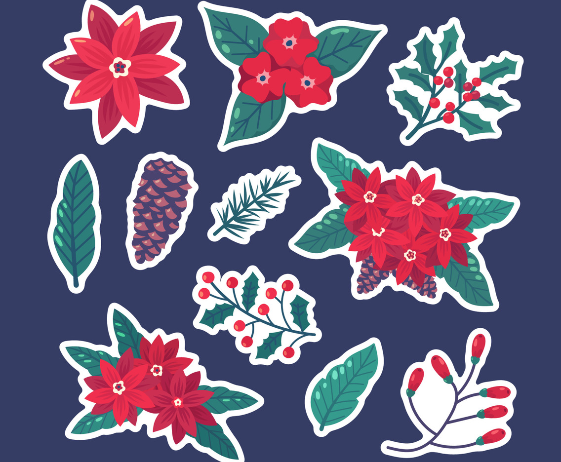 Christmas Poinsettias Sticker Collections