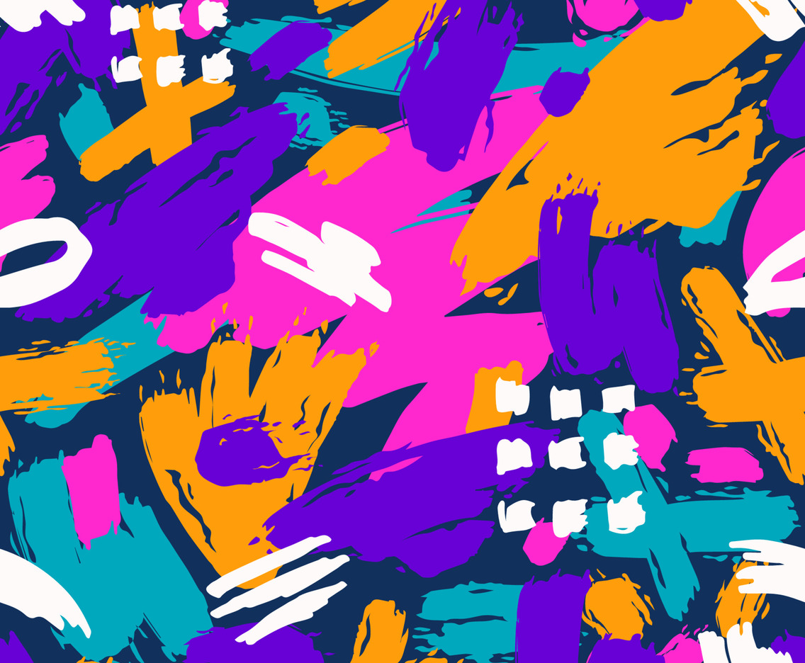 Colorful Hand Drawn Brush Stroke Seamless Pattern