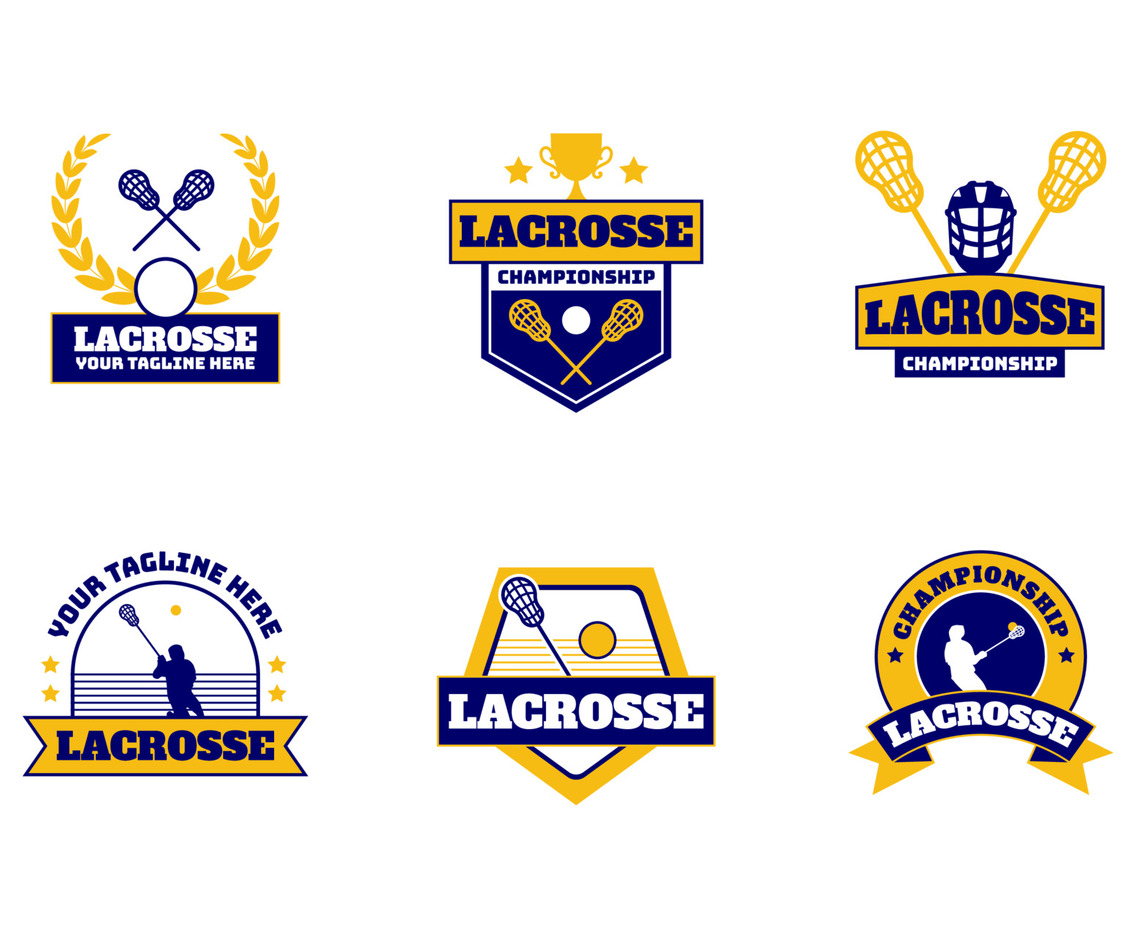 Lacrosse Championship Badge Logo in Yellow and Blue