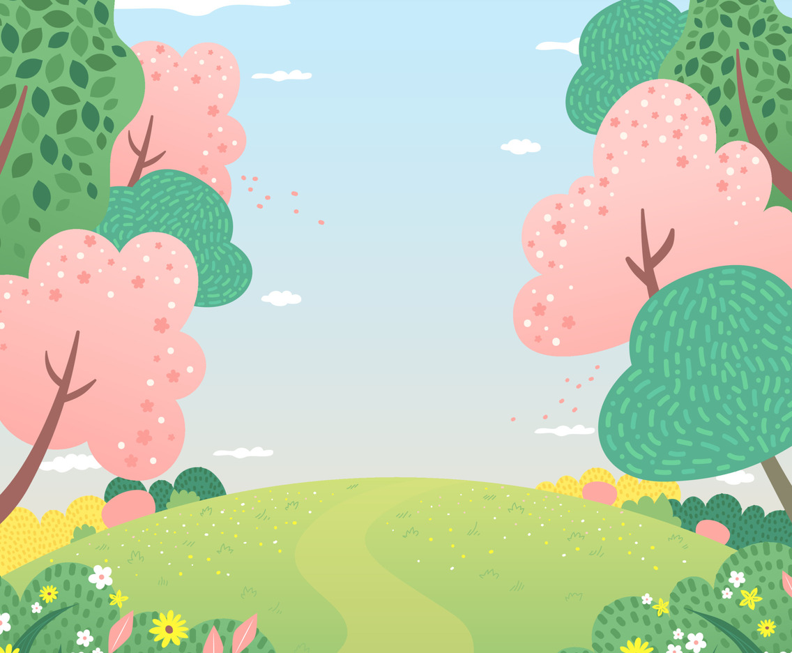 Spring Praire Hill Landscape Illustration Background