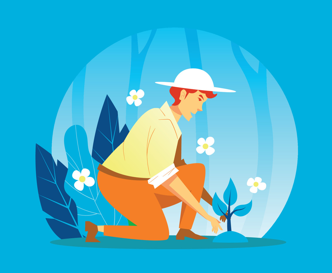 A Man Planting a Sapling