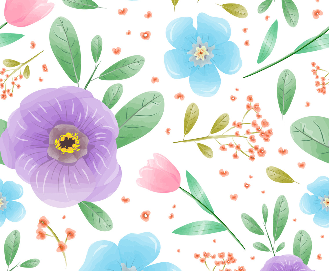 Floral Watercolor Seamless Pattern Background