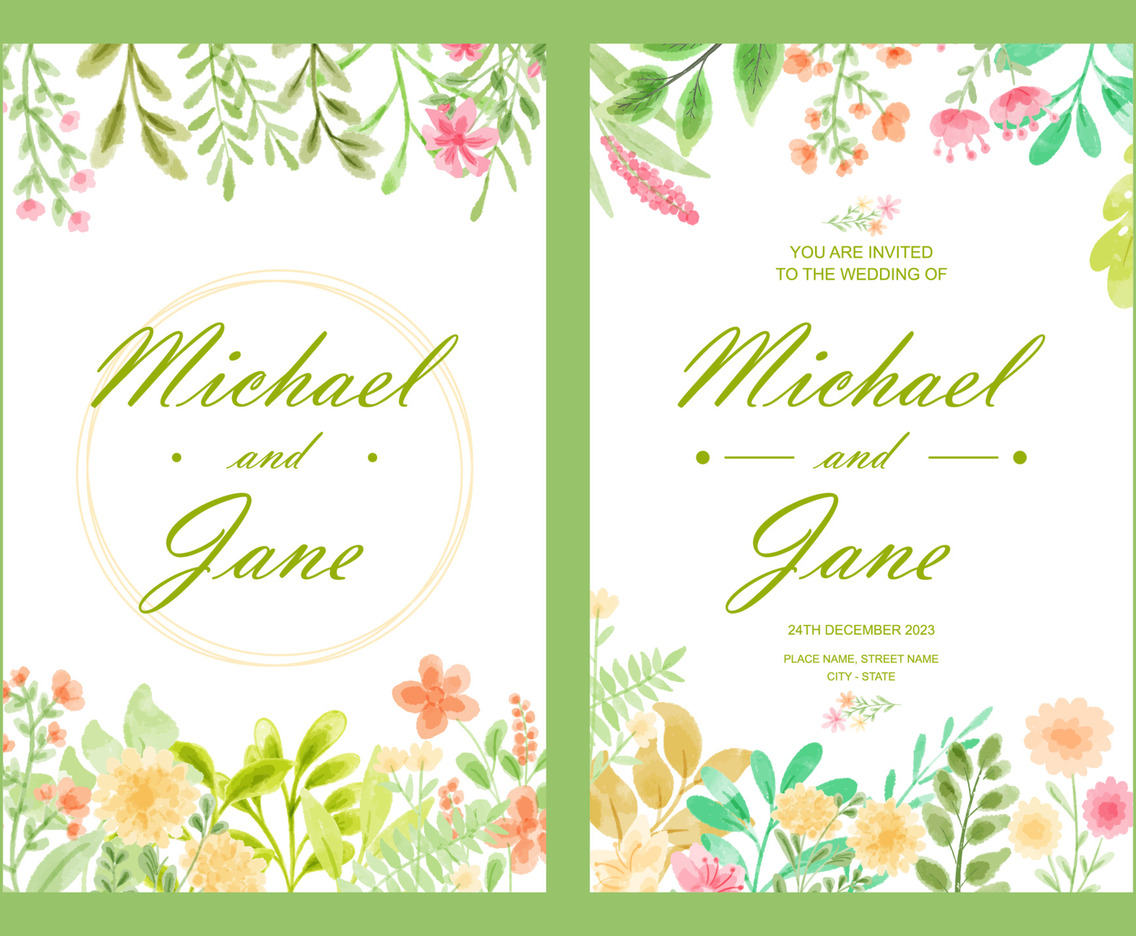 Floral Watercolor Wedding Invitation