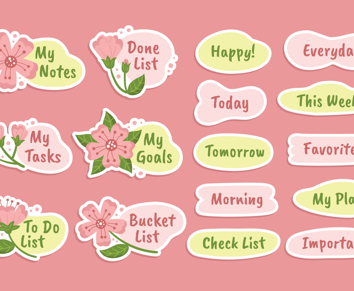 Journal Templates Peach Blossom Stickers Set